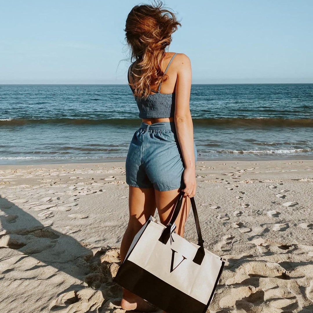 Personalized Cotton Canvas Beach Tote Bag
