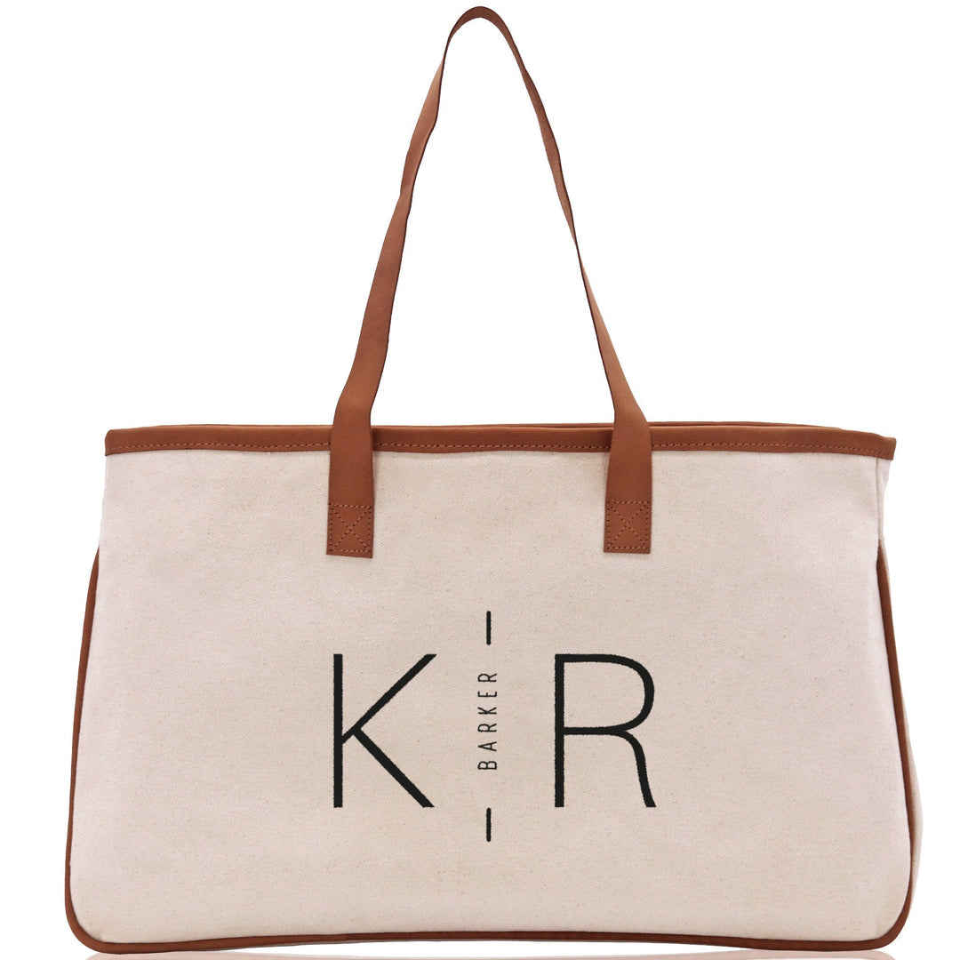 Initials and Last Name Customized Embroidered Tote Bag