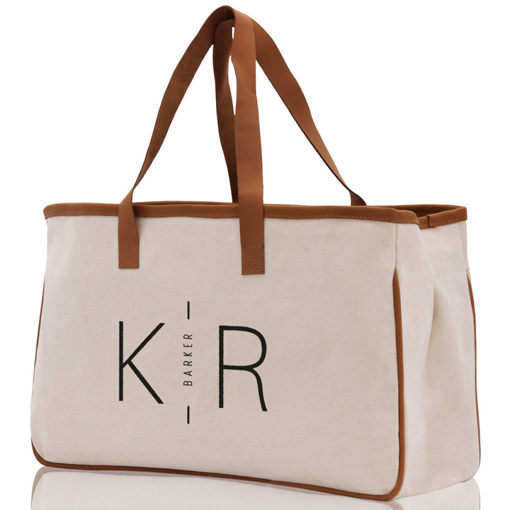 Initials and Last Name Customized Embroidered Tote Bag