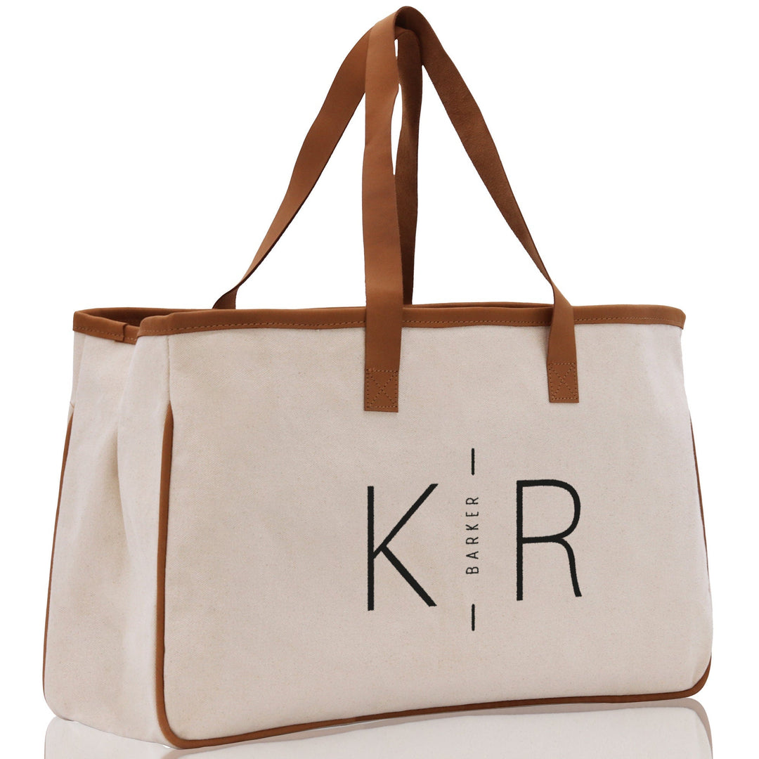 Initials and Last Name Customized Embroidered Tote Bag