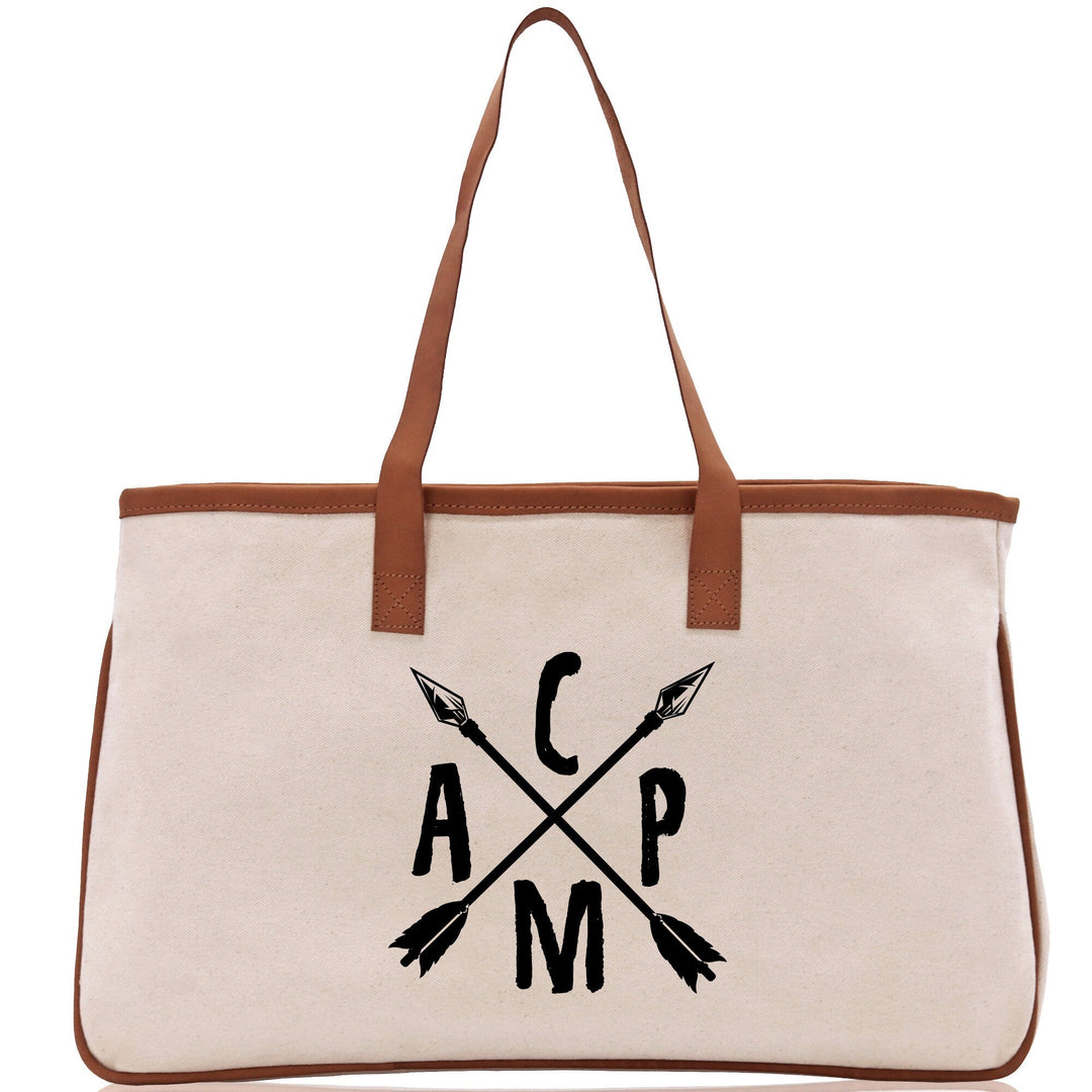 Camp Cotton Canvas Chic Tote Bag Camping Tote Camping Lover Gift Tote Bag Outdoor Tote Weekender Tote Camper Tote Multipurpose Tote