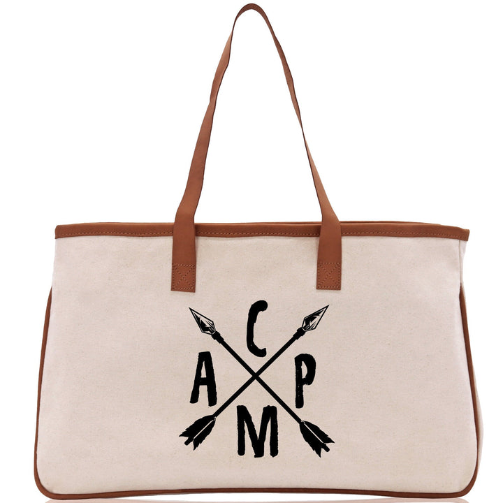 Camp Cotton Canvas Chic Tote Bag Camping Tote Camping Lover Gift Tote Bag Outdoor Tote Weekender Tote Camper Tote Multipurpose Tote