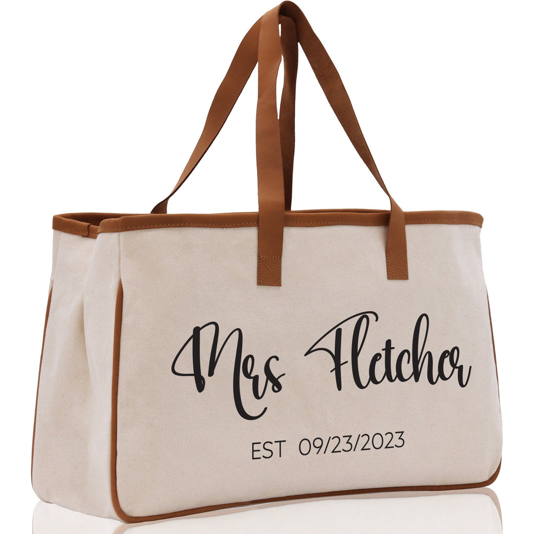 Mrs. Last Name Est Year Tote Bag