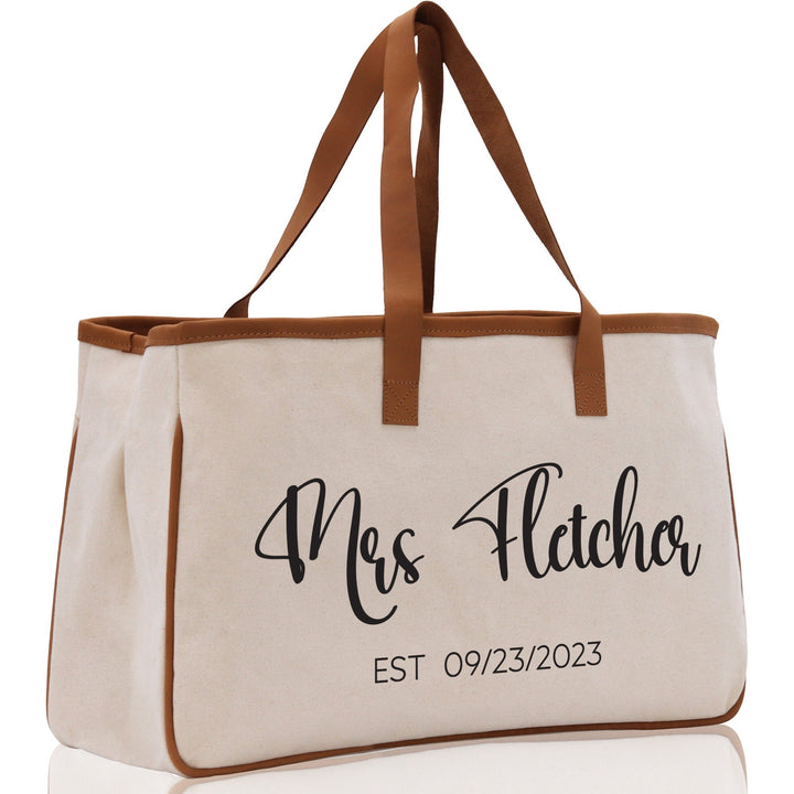 Mrs. Last Name Est Year Tote Bag