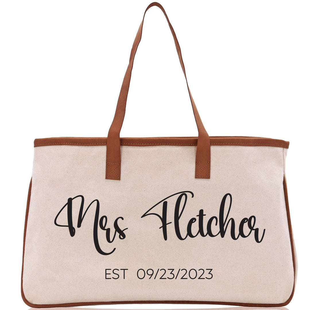 Mrs. Last Name Est Year Tote Bag