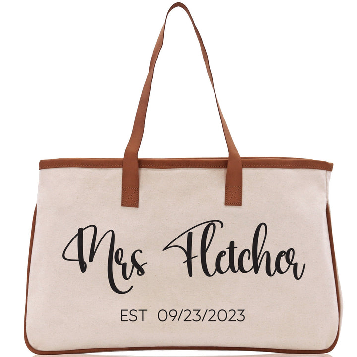 Mrs. Last Name Est Year Tote Bag