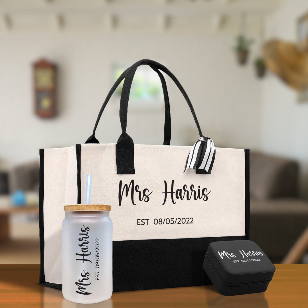 Mrs. Last Name Est Year Tote Bag