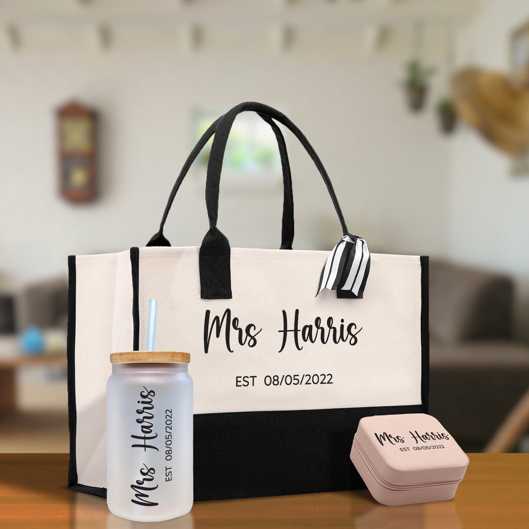 Mrs. Last Name Est Year Tote Bag