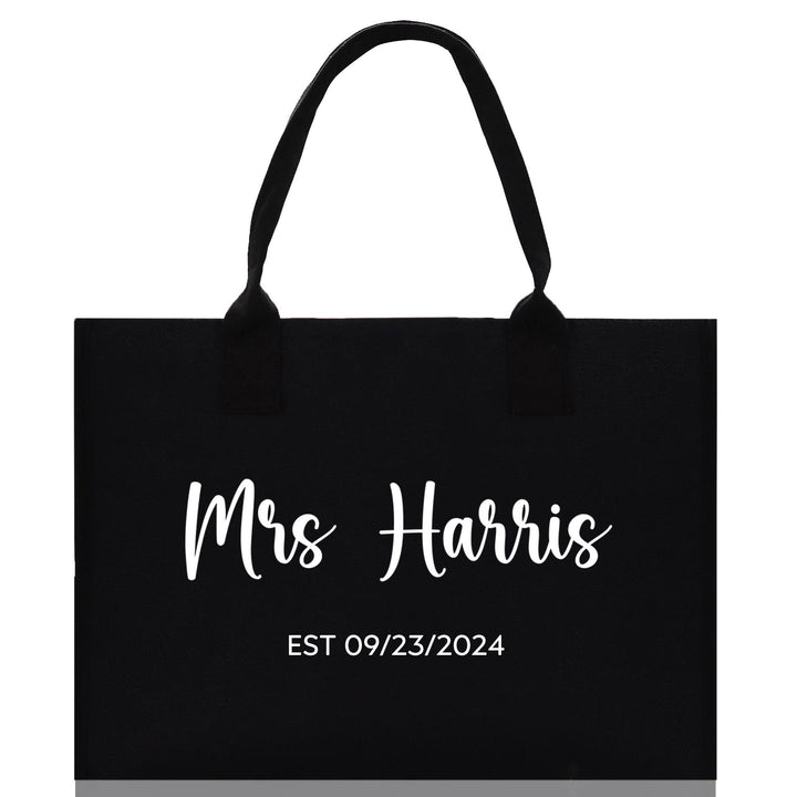 Mrs. Last Name Est Year Tote Bag