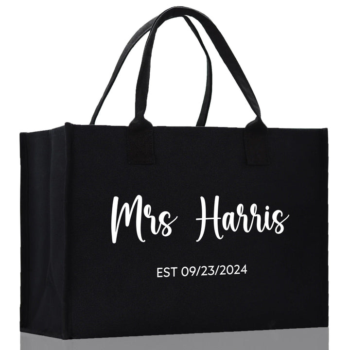 Mrs. Last Name Est Year Tote Bag