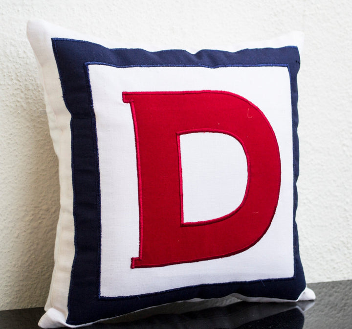 Monogram Pillow -Personalized White, Red, Navy Blue- Big letter pillow- Alphabet throw pillow- Customized Red letter cushion- pillow by Amore Beauté
