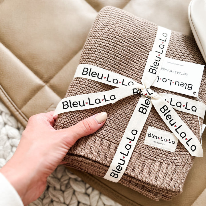 Organic Classic Luxury Knit Baby Swaddle Blanket by Bleu La La