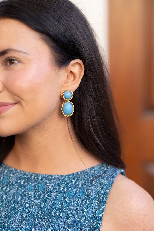 Jackie Earring in Turquoise & 18k Gold Plated - Belle of the Ball Collection