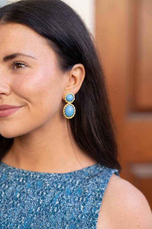 Jackie Earring in Turquoise & 18k Gold Plated - Belle of the Ball Collection