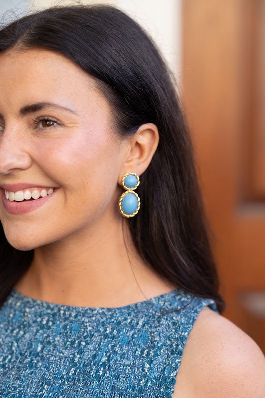 Jackie Earring in Turquoise & 18k Gold Plated - Belle of the Ball Collection