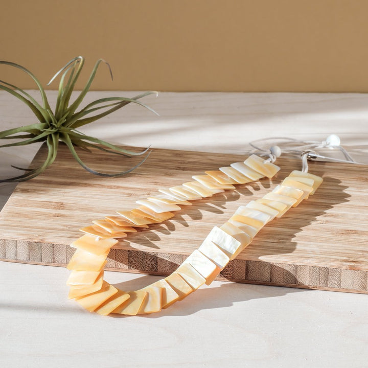 Mother of Pearl Statement Necklace - Playa Golden Yellow | LIKHÂ by LIKHÂ