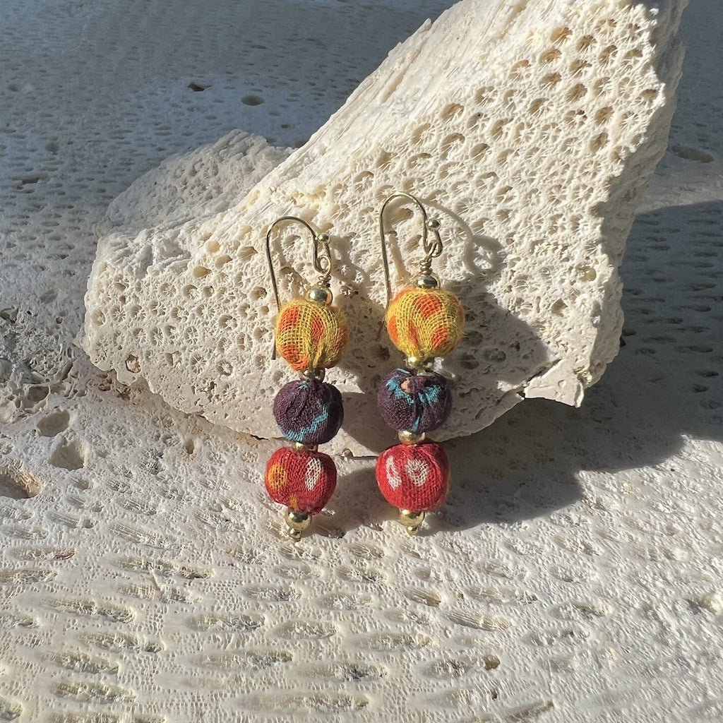Kantha Sari Earrings