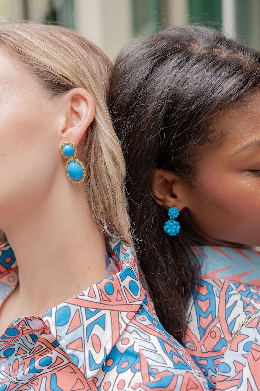 Jackie Earring in Turquoise & 18k Gold Plated - Belle of the Ball Collection