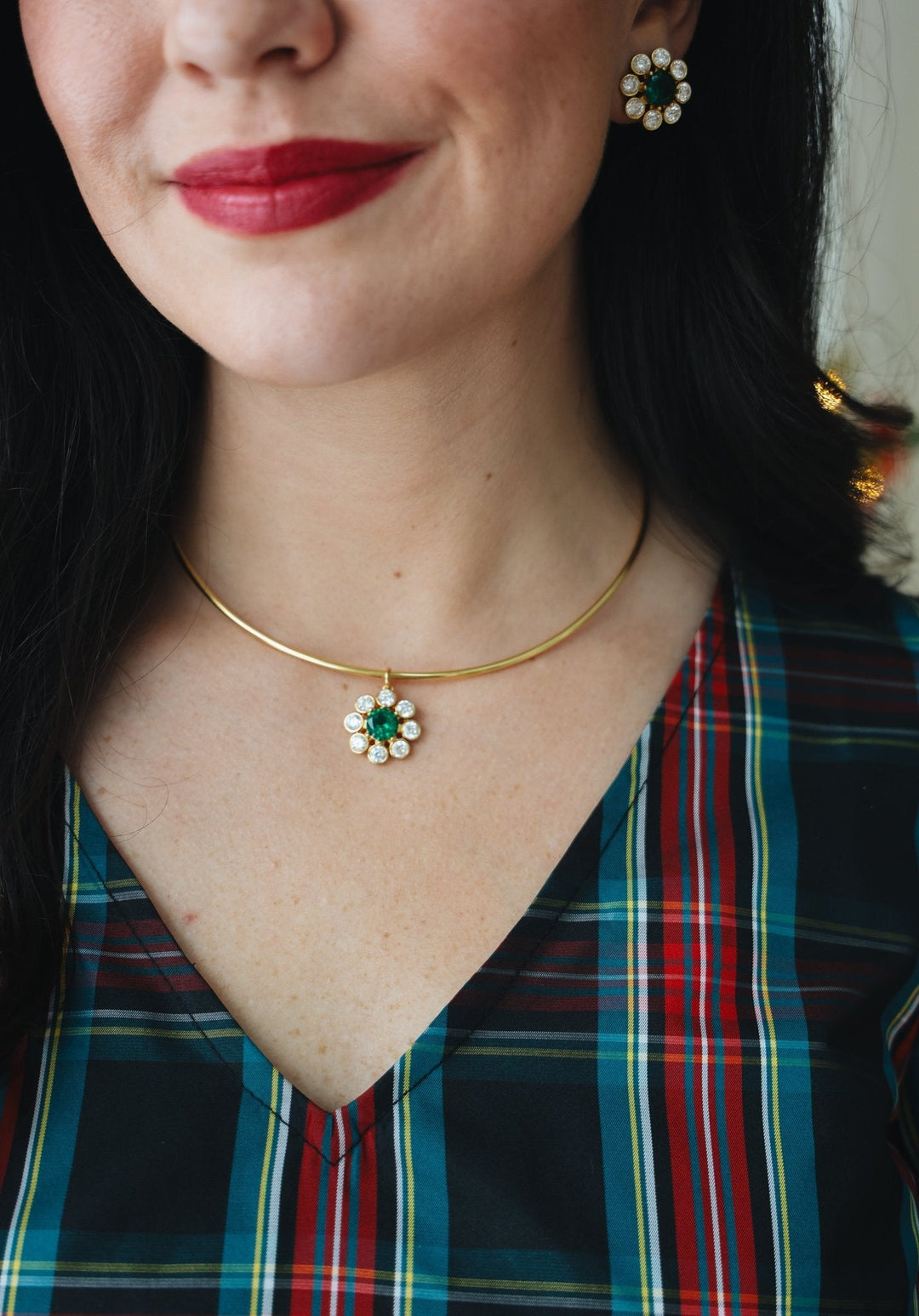 Kelly- Emerald Collar Necklace- 18k Gold Plated - Belle of the Ball Collection