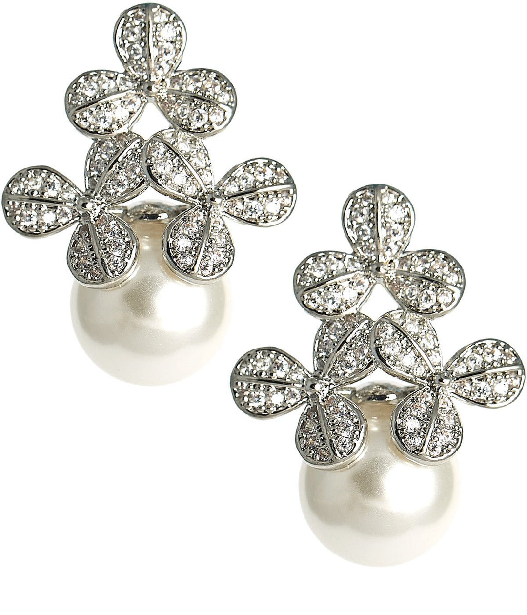 Kennedy Earrings - Rhinestone & Pearl- 18k Gold Plated - Kristin Kennedy Collection