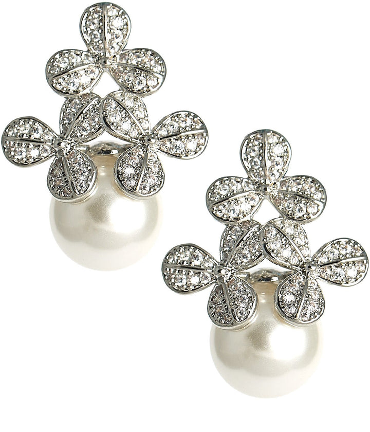 Kennedy Earrings - Rhinestone & Pearl- 18k Gold Plated - Kristin Kennedy Collection