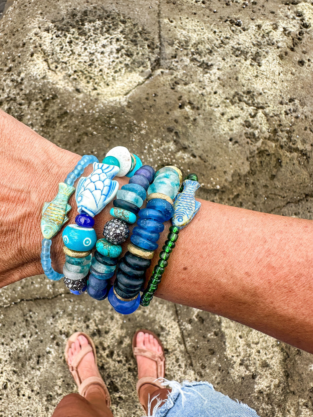 Intricate Stack Bracelet | Glass Azul
