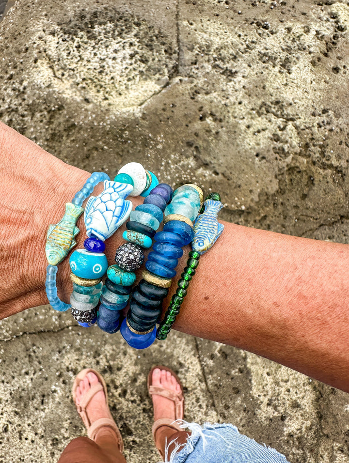 Intricate Stack Bracelet | Glass Azul