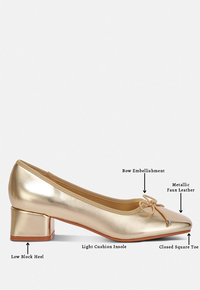 laga metallic low block heel ballerinas by London Rag