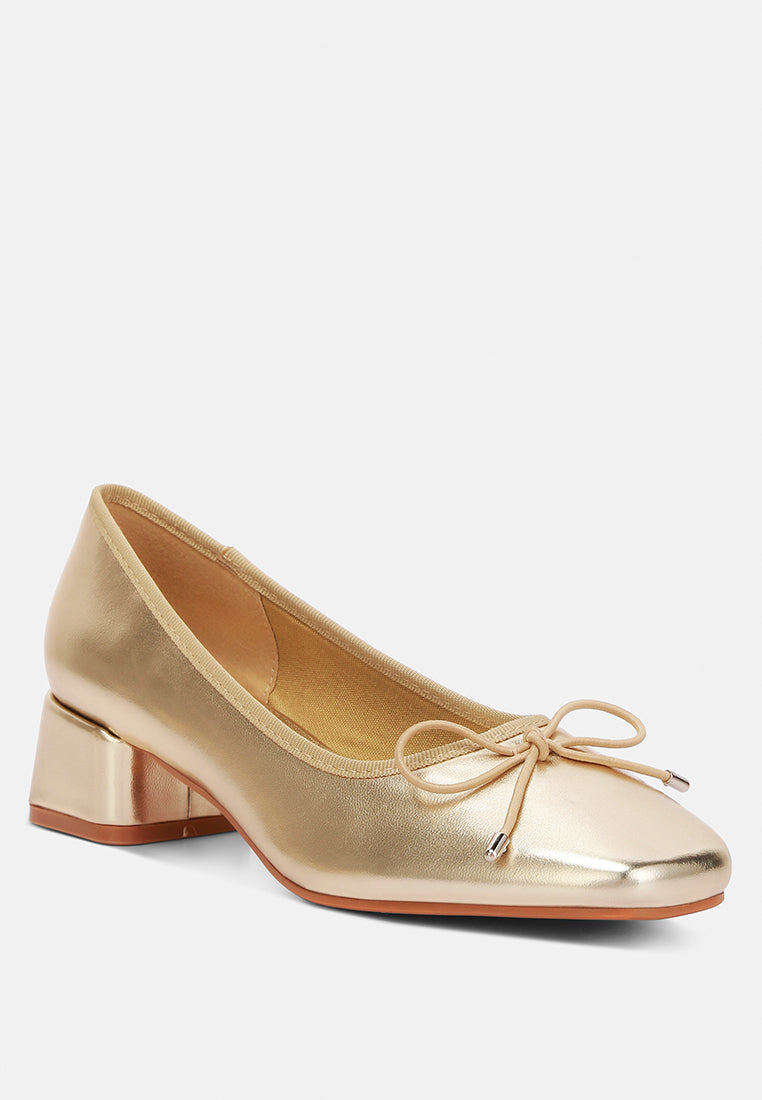 laga metallic low block heel ballerinas by London Rag