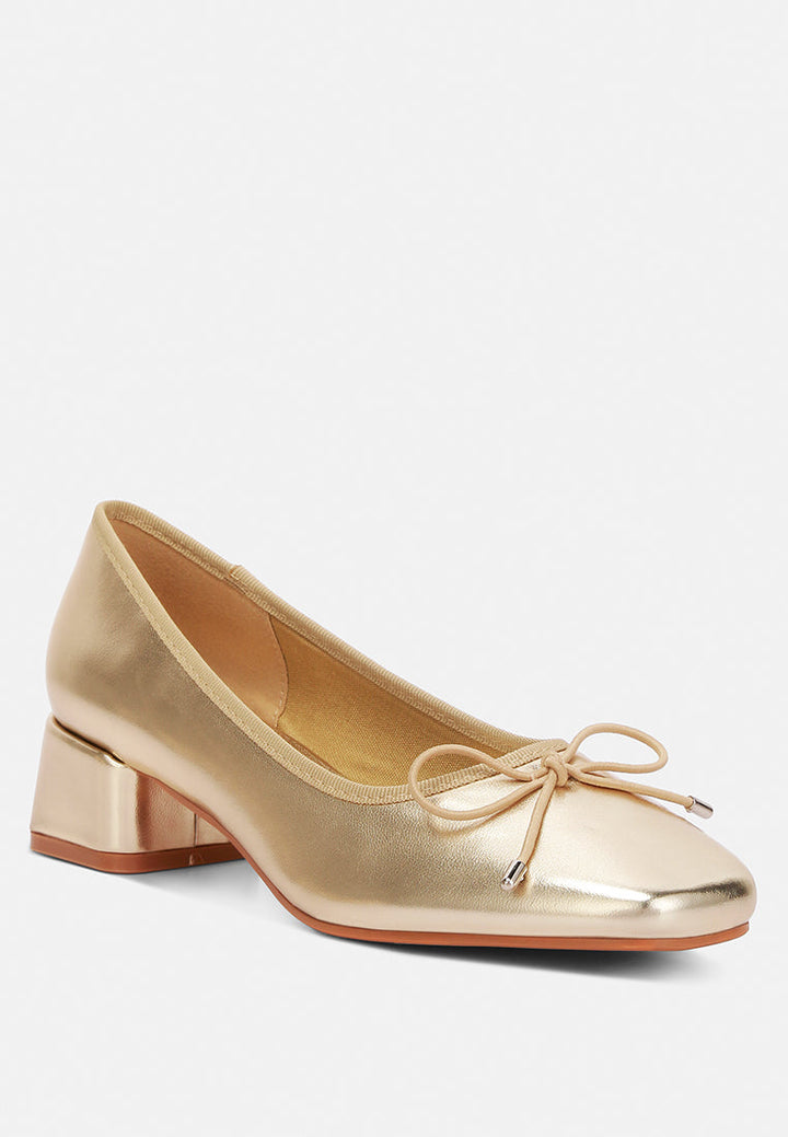 laga metallic low block heel ballerinas by London Rag