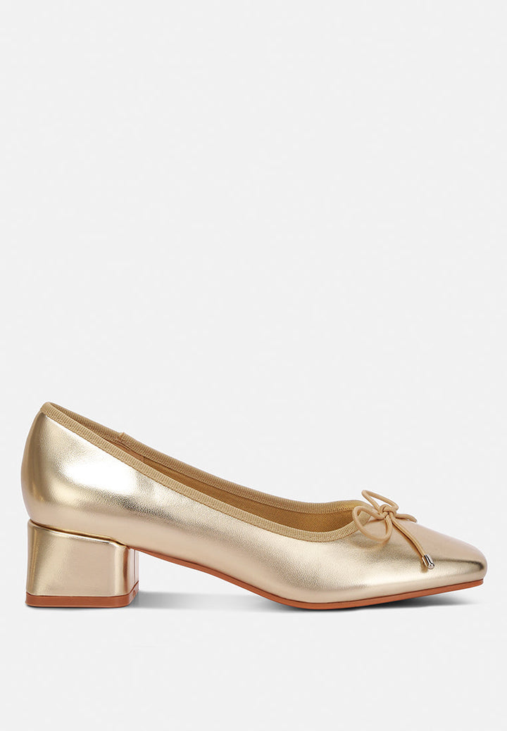 laga metallic low block heel ballerinas by London Rag