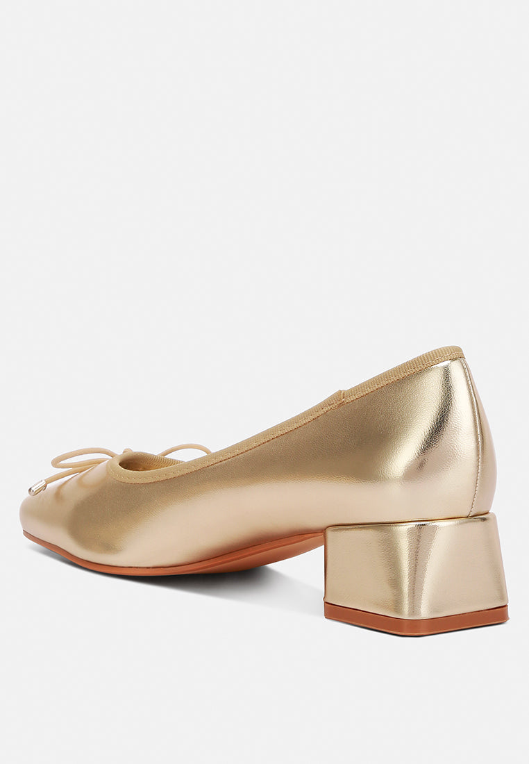 laga metallic low block heel ballerinas by London Rag