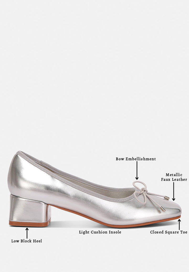 laga metallic low block heel ballerinas by London Rag
