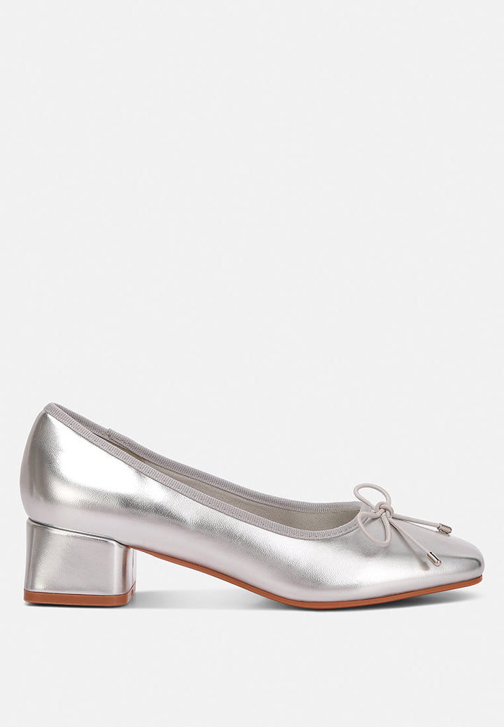 laga metallic low block heel ballerinas by London Rag