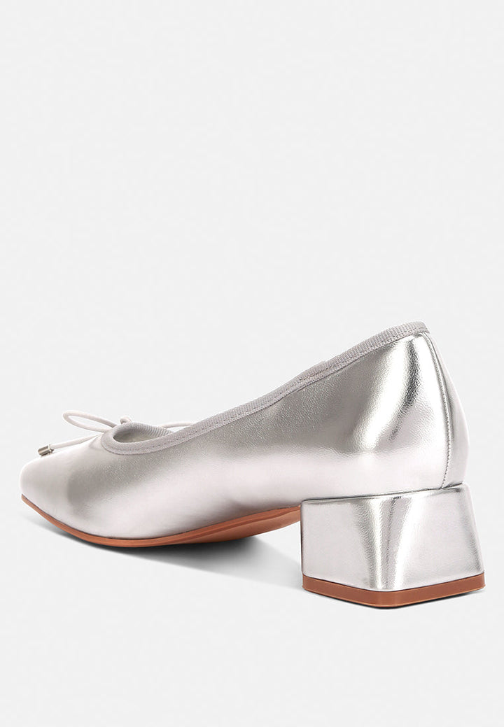 laga metallic low block heel ballerinas by London Rag