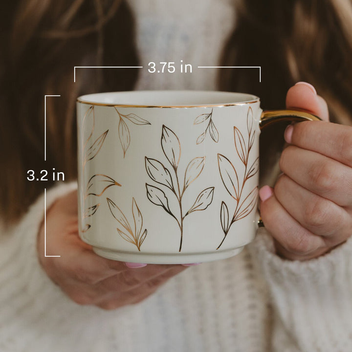 Brown Delft 14 oz Gold Handle Coffee Mug