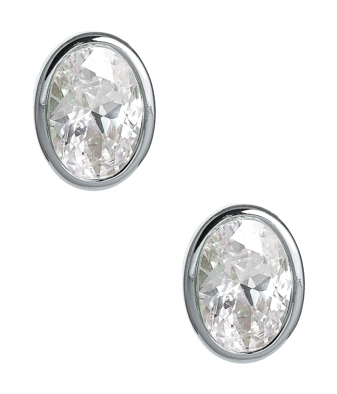 Large Bezel Oval Stud - 18k Gold Plated