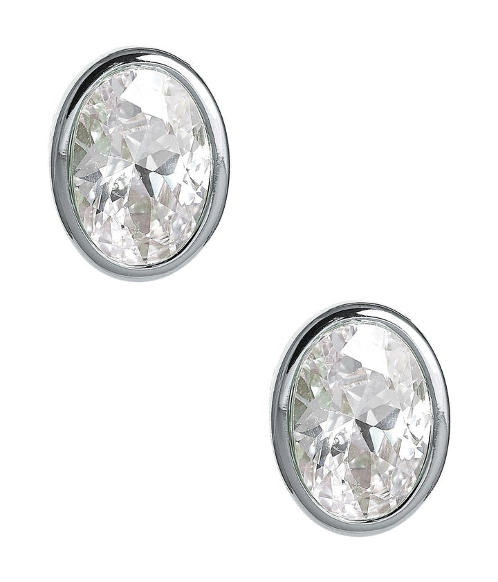 Large Bezel Oval Stud - 18k Gold Plated