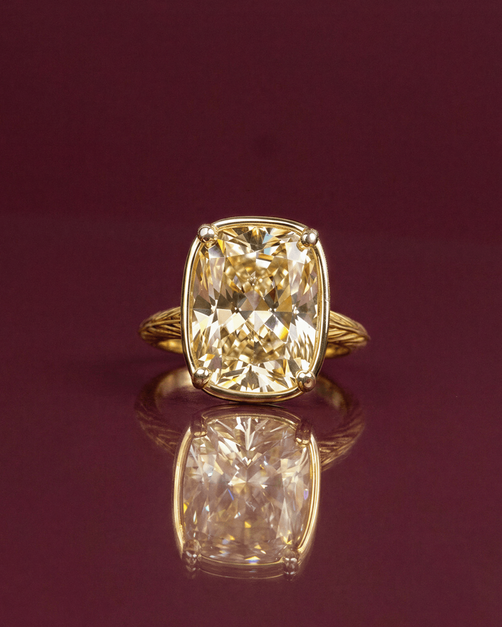 Elongated Cushion Light Yellow CZ Cocktail Ring