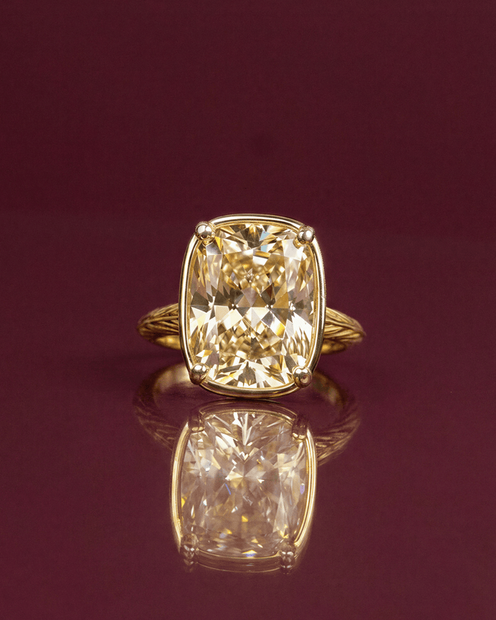 Elongated Cushion Light Yellow CZ Cocktail Ring