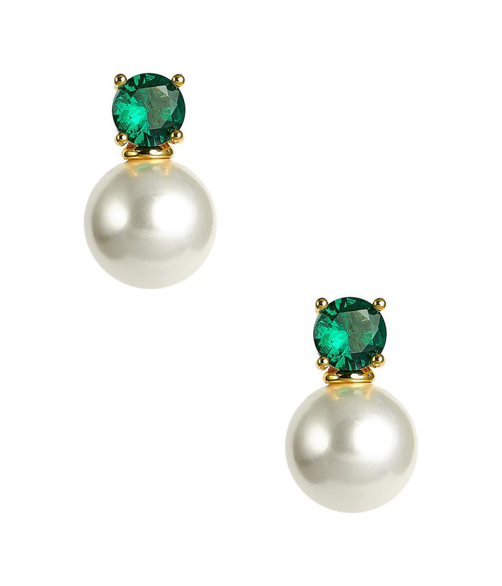 Carolyn - Emerald - Big Stone and Pearl Stud - Belle of the Ball