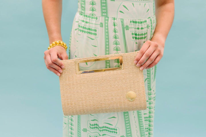 Chloe Clutch - Straw - Gold Charm