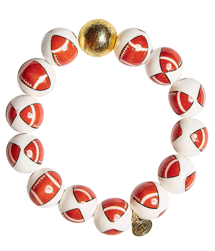 Georgia Ceramic and Gold Beaded Football Bracelet