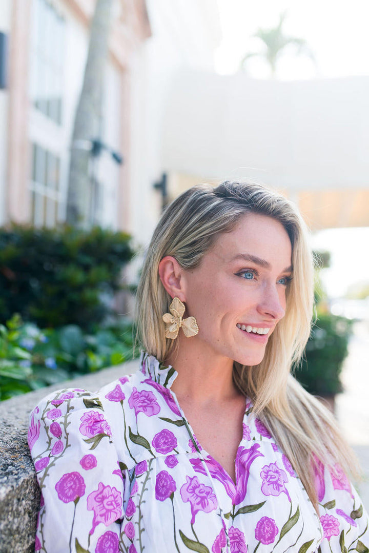 Kaia - Raffia Flower Earring