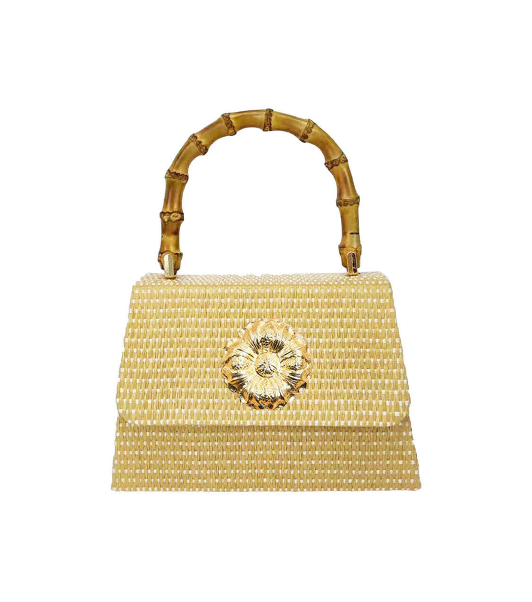 Straw Lulu Bag with Bamboo Handle