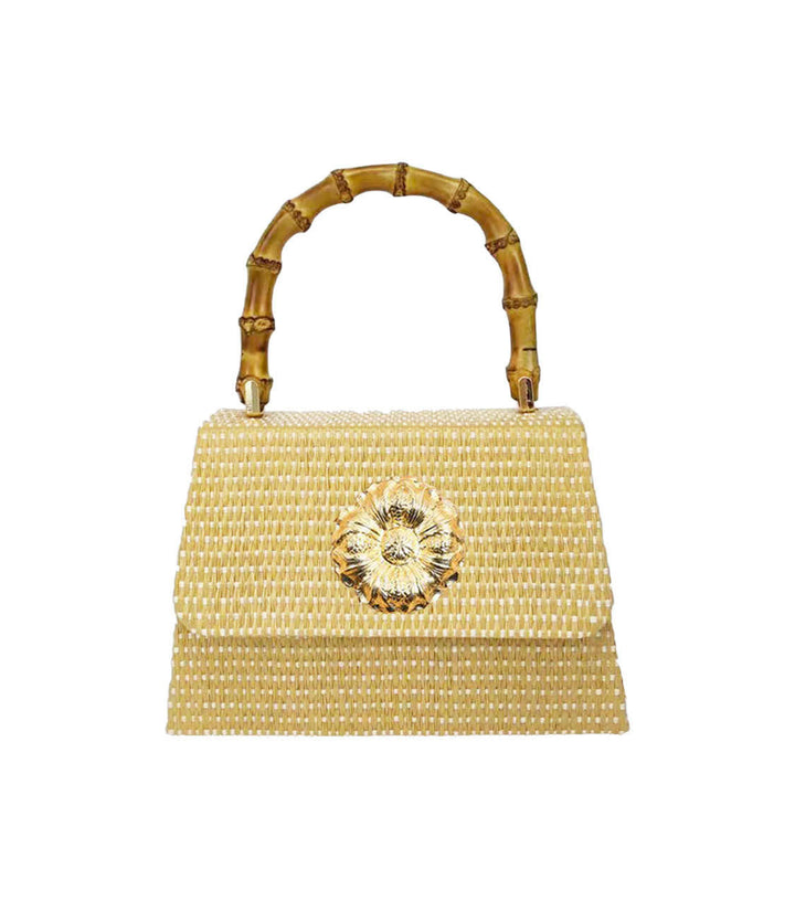 Straw Lulu Bag with Bamboo Handle