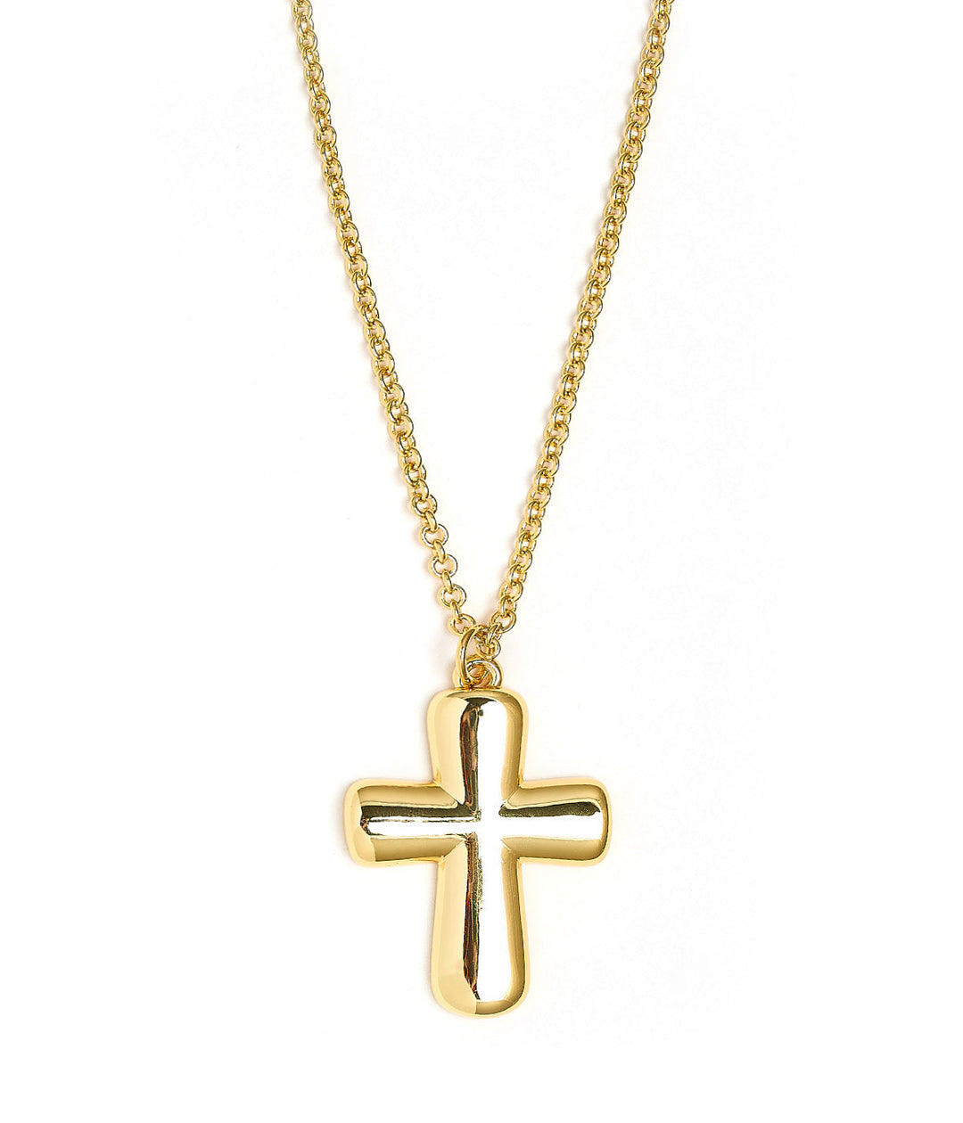 Puffy Cross Necklace with gold chain - 18k Plated Necklace