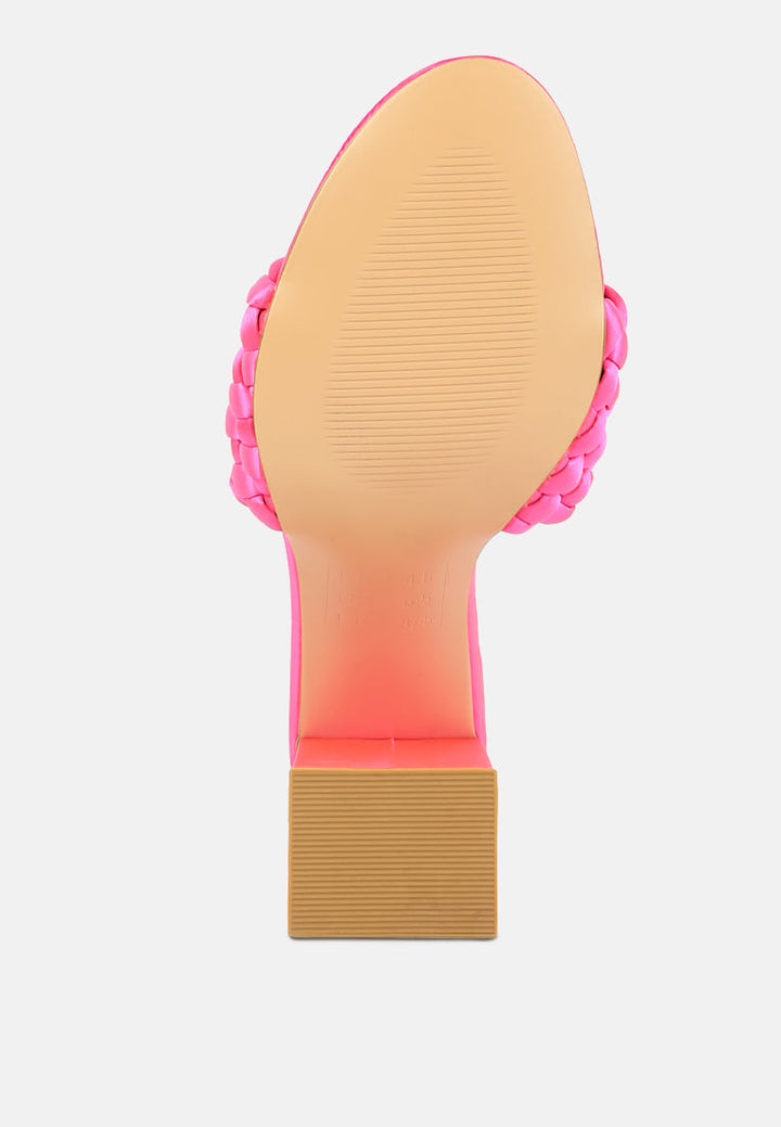 lust look braided satin block sandals by London Rag