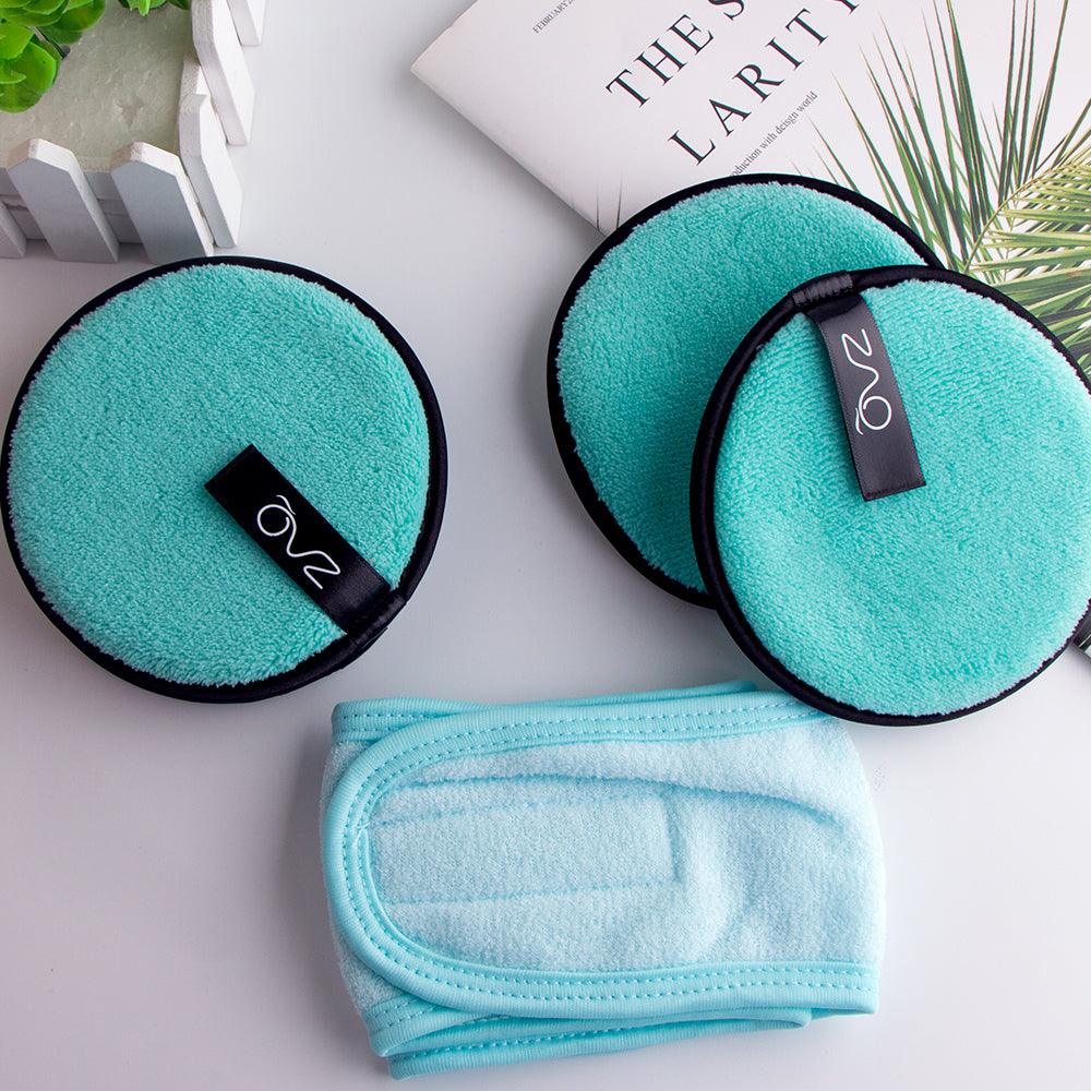 ZAQ Reusable Makeup Remover Pads 4pack with Spa facial Headband by ZAQ Skin & Body