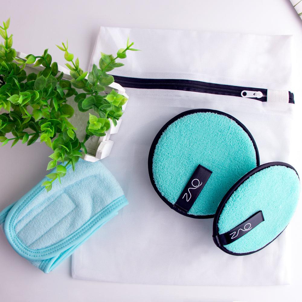 ZAQ Reusable Makeup Remover Pads 4pack with Spa facial Headband by ZAQ Skin & Body